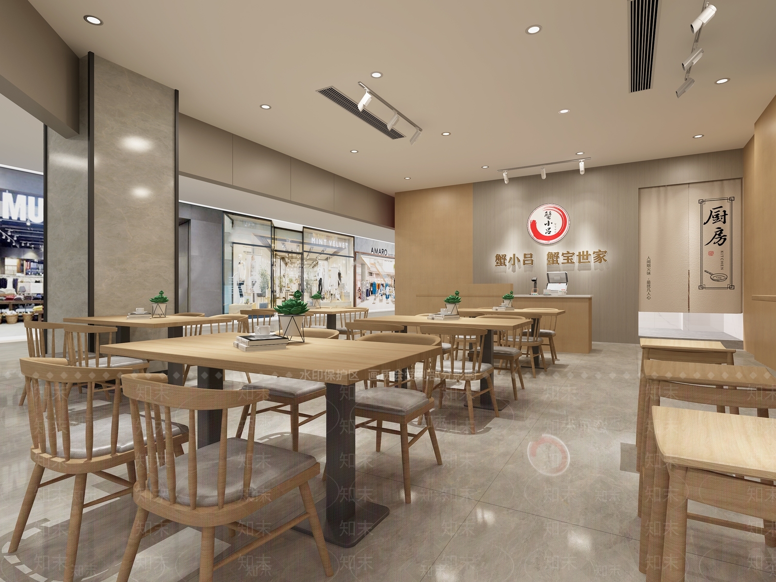 现代商场快餐厅3D模型下载【ID:1137076384】