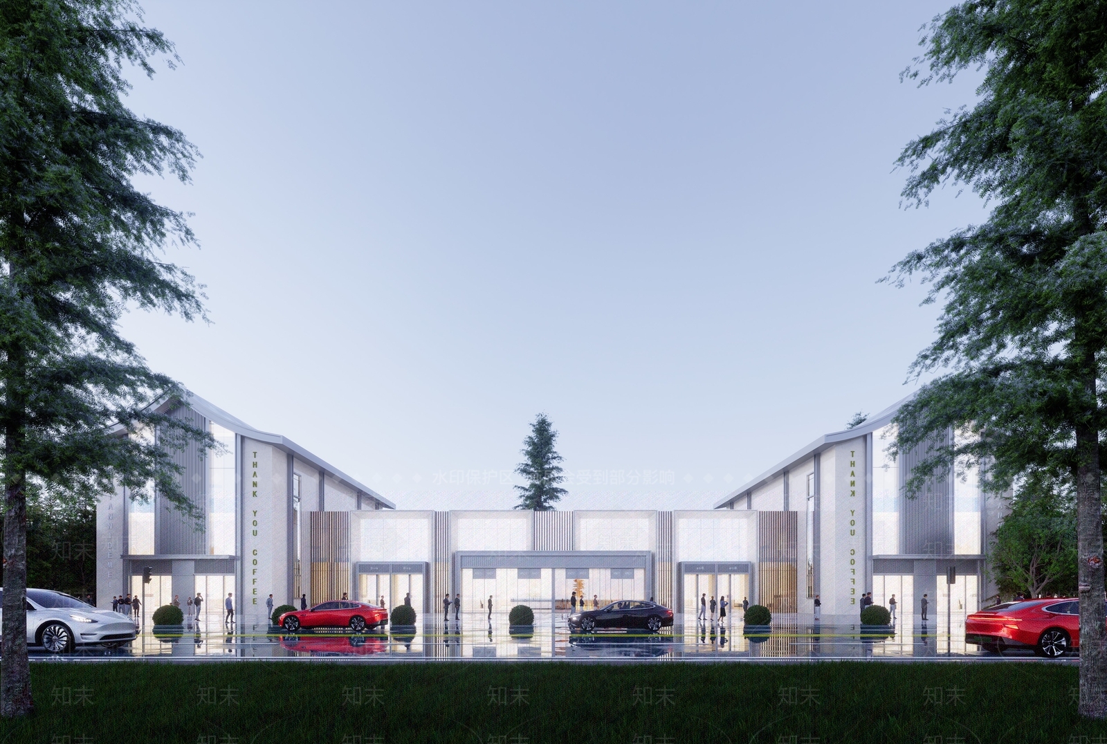 现代售楼处建筑SU模型下载【ID:1137078256】