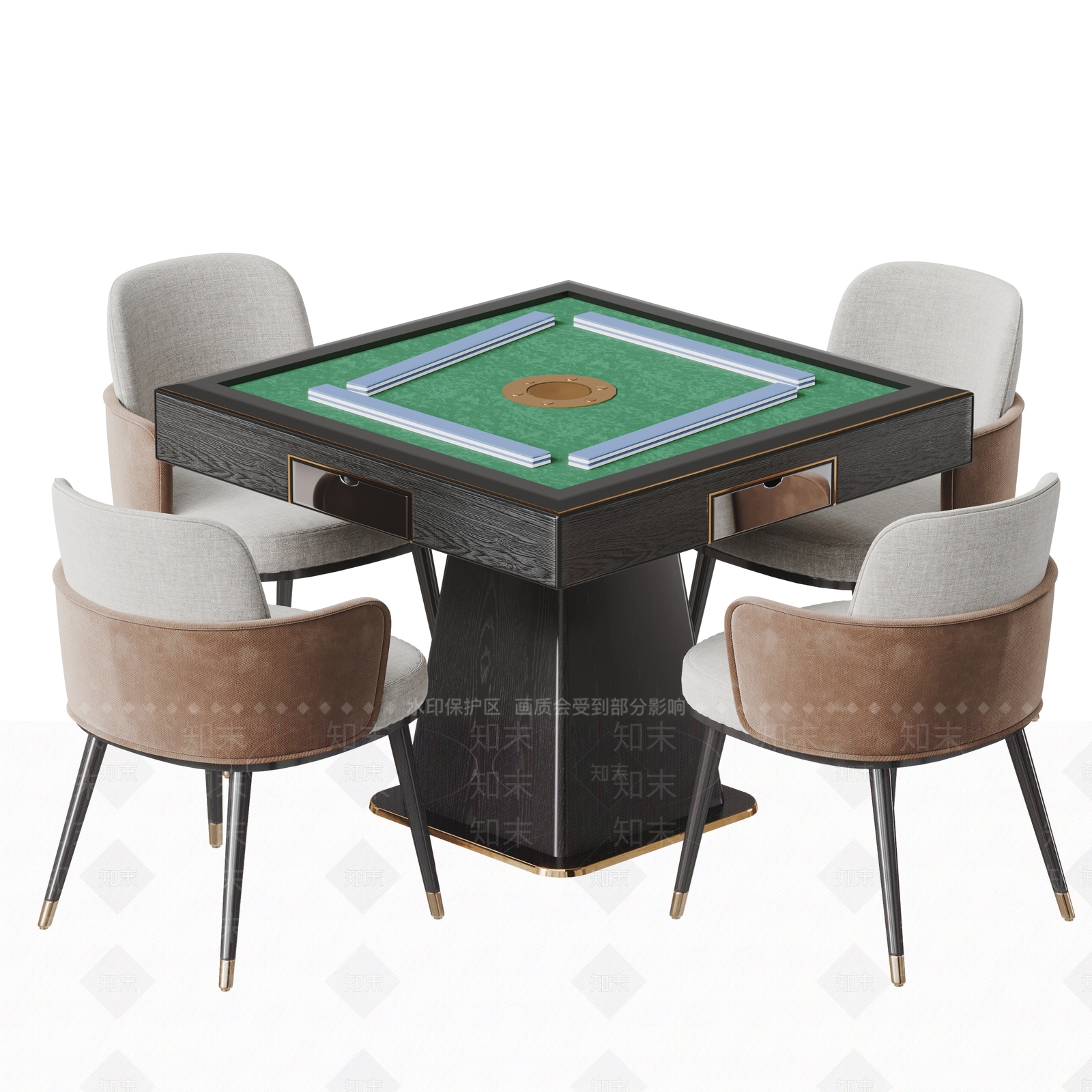 现代麻将桌椅3D模型下载【ID:1137079325】