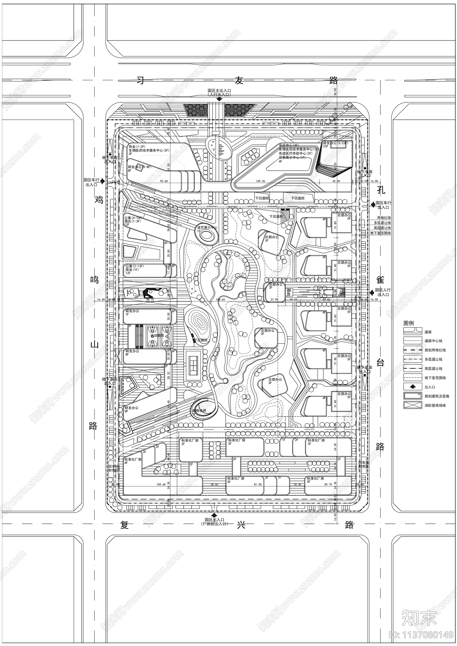 现代产业园总平面图施工图下载【ID:1137080149】