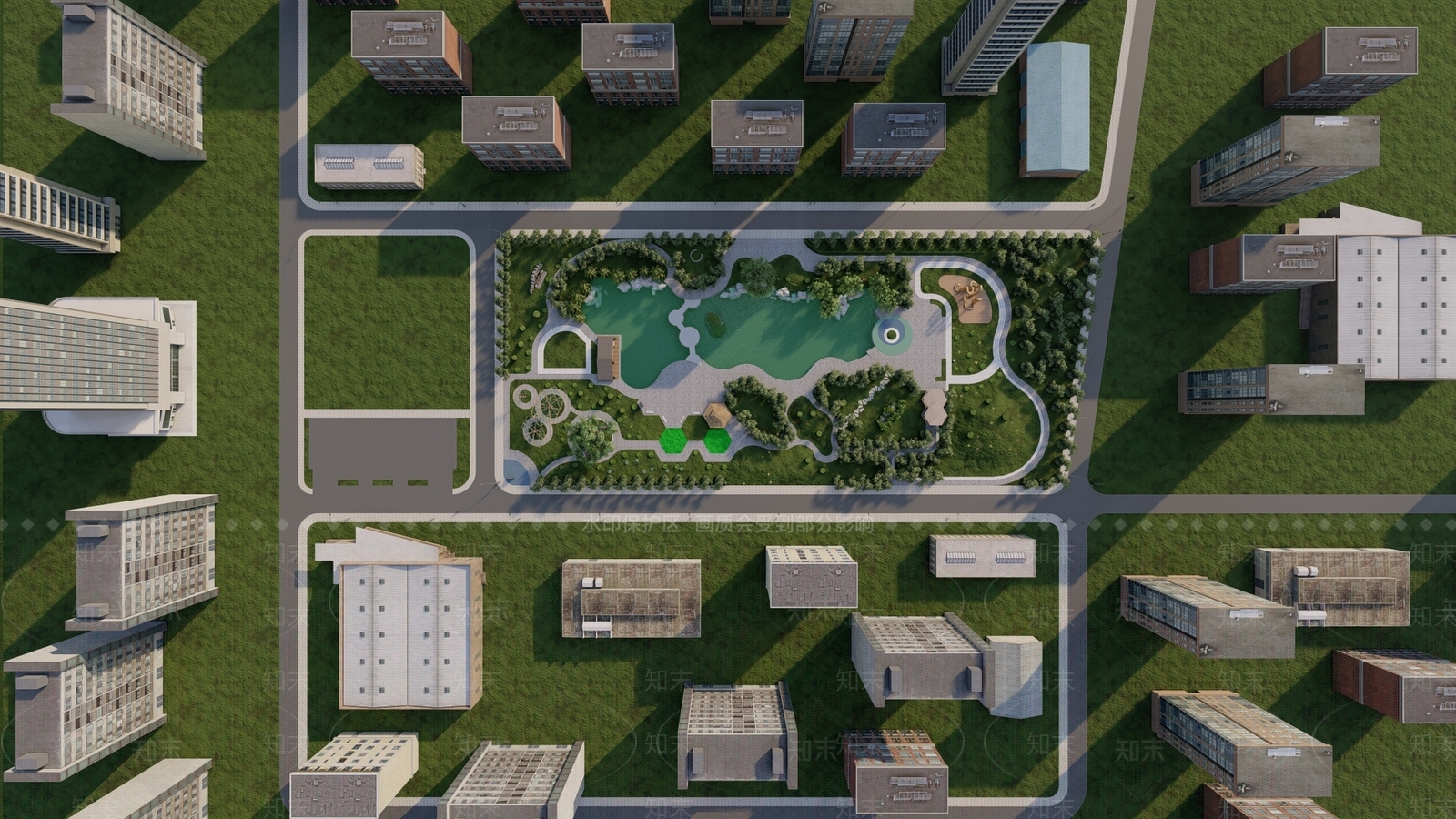 现代城市景观公园SU模型下载【ID:1137082632】