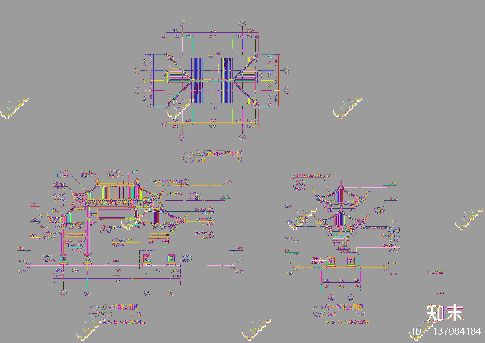 古建入口门楼cad施工图下载【ID:1137084184】