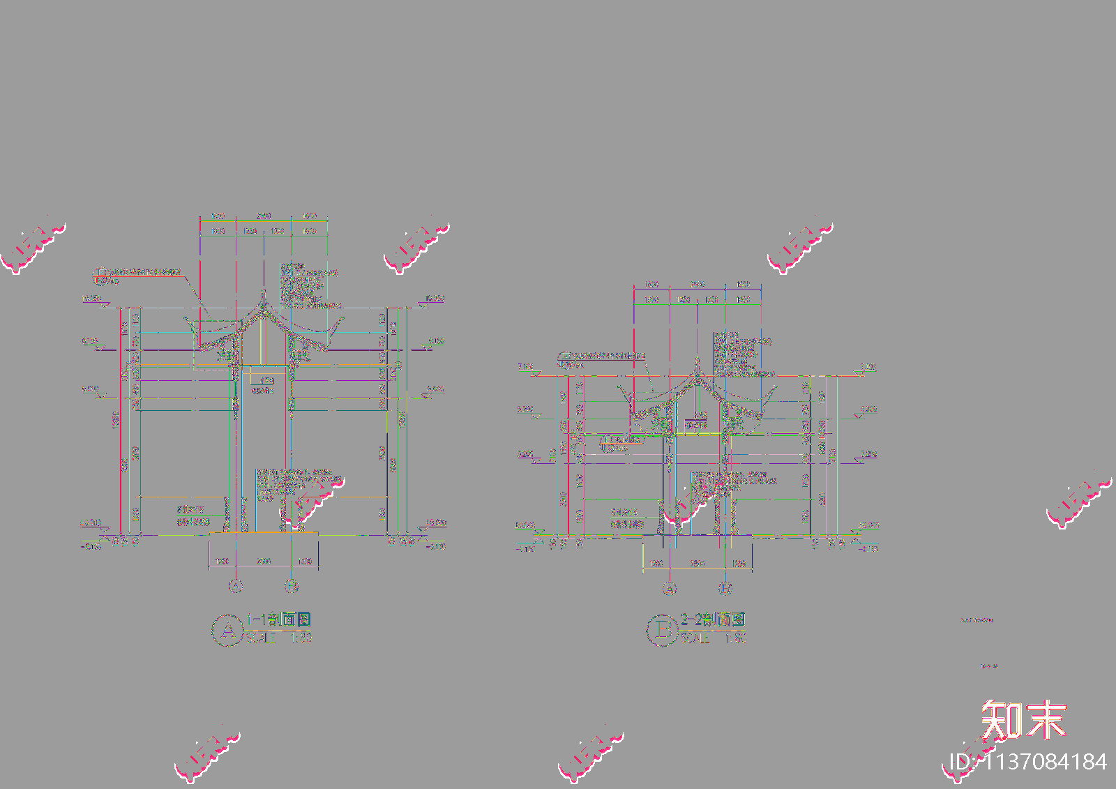 古建入口门楼cad施工图下载【ID:1137084184】