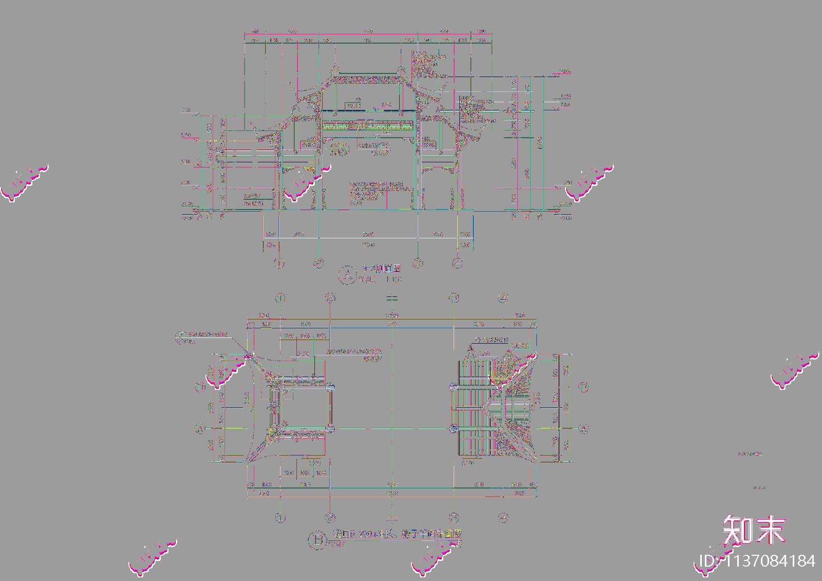 古建入口门楼cad施工图下载【ID:1137084184】