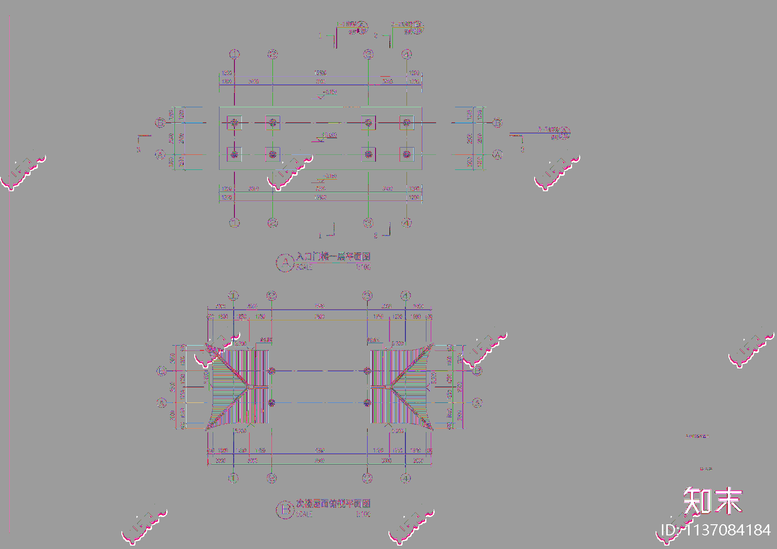 古建入口门楼cad施工图下载【ID:1137084184】