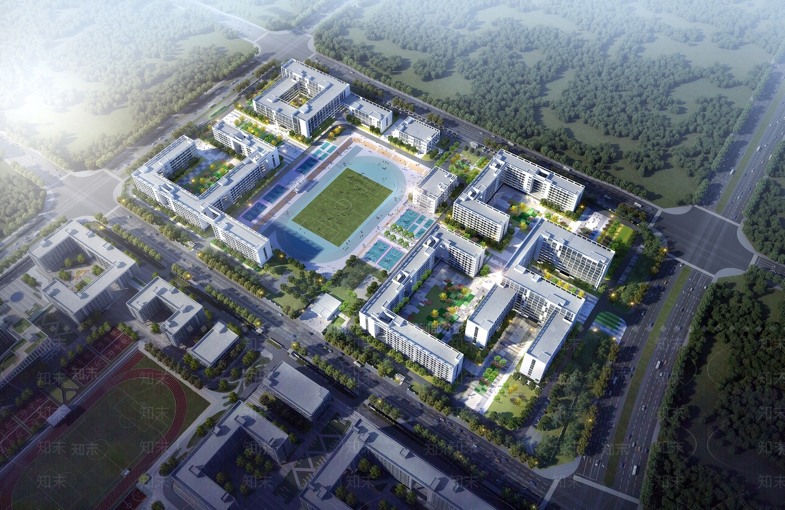 现代校园景观SU模型下载【ID:1137086834】