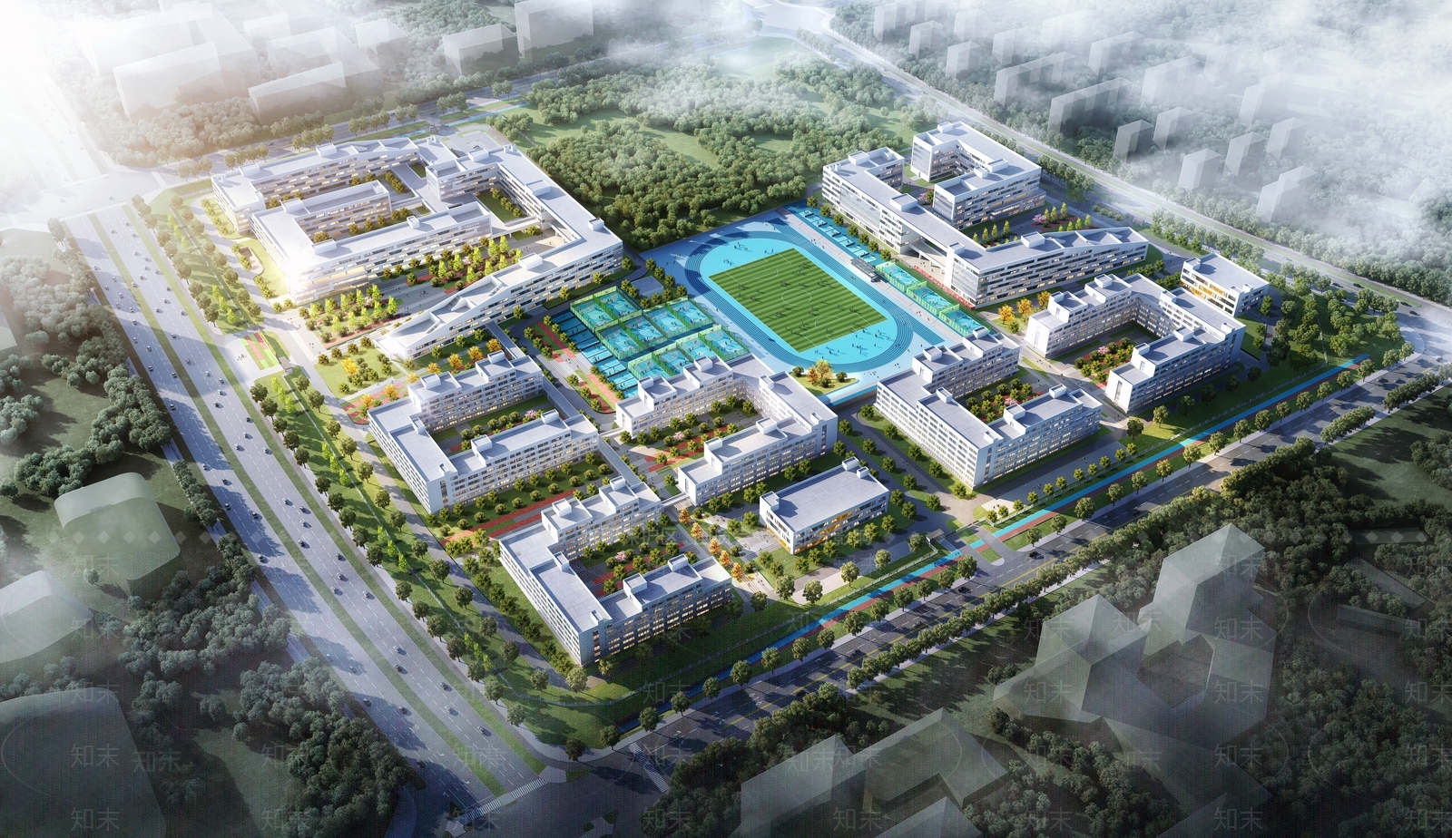 现代学校校园景观SU模型下载【ID:1137087529】
