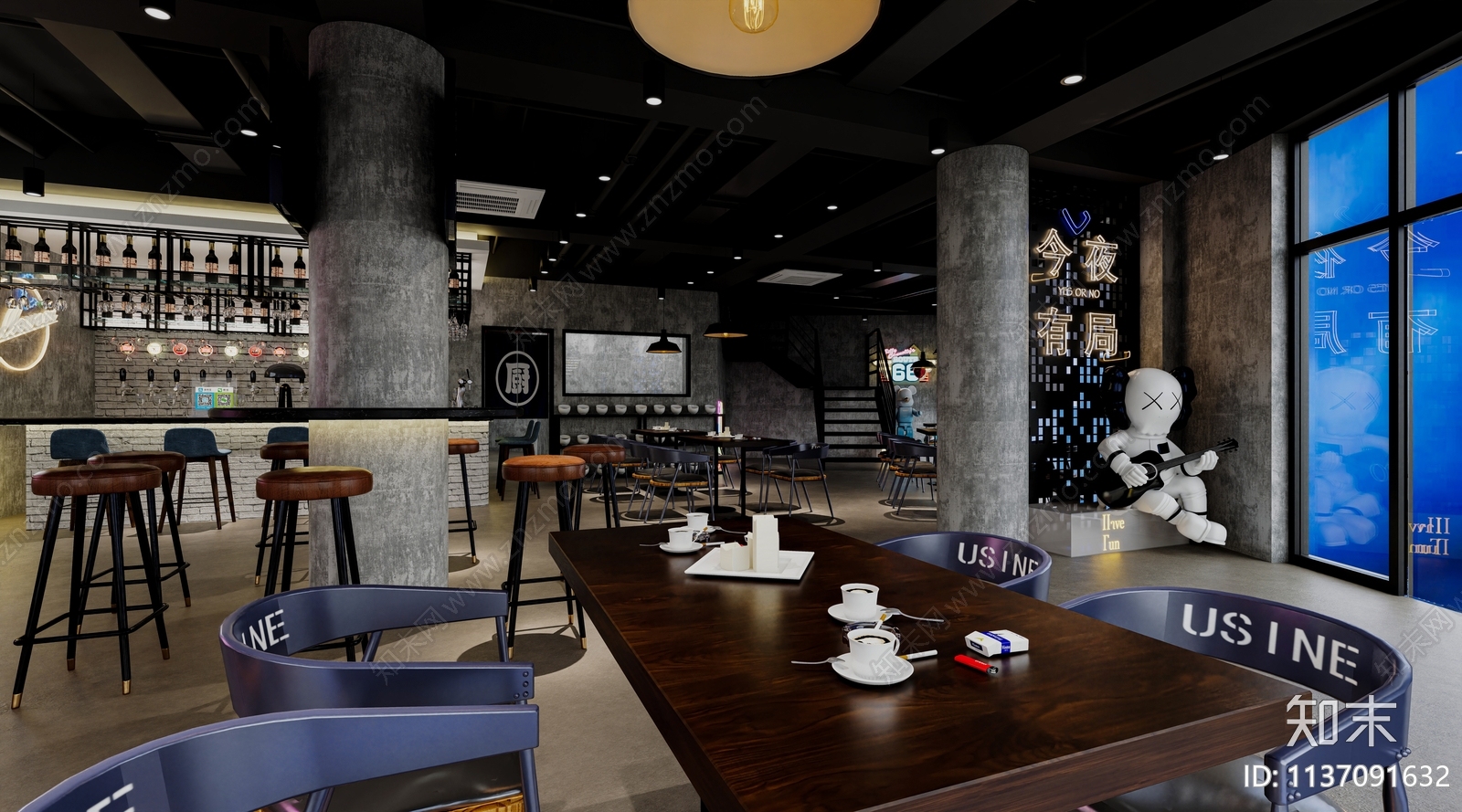 工业风烧烤店3D模型下载【ID:1137091632】