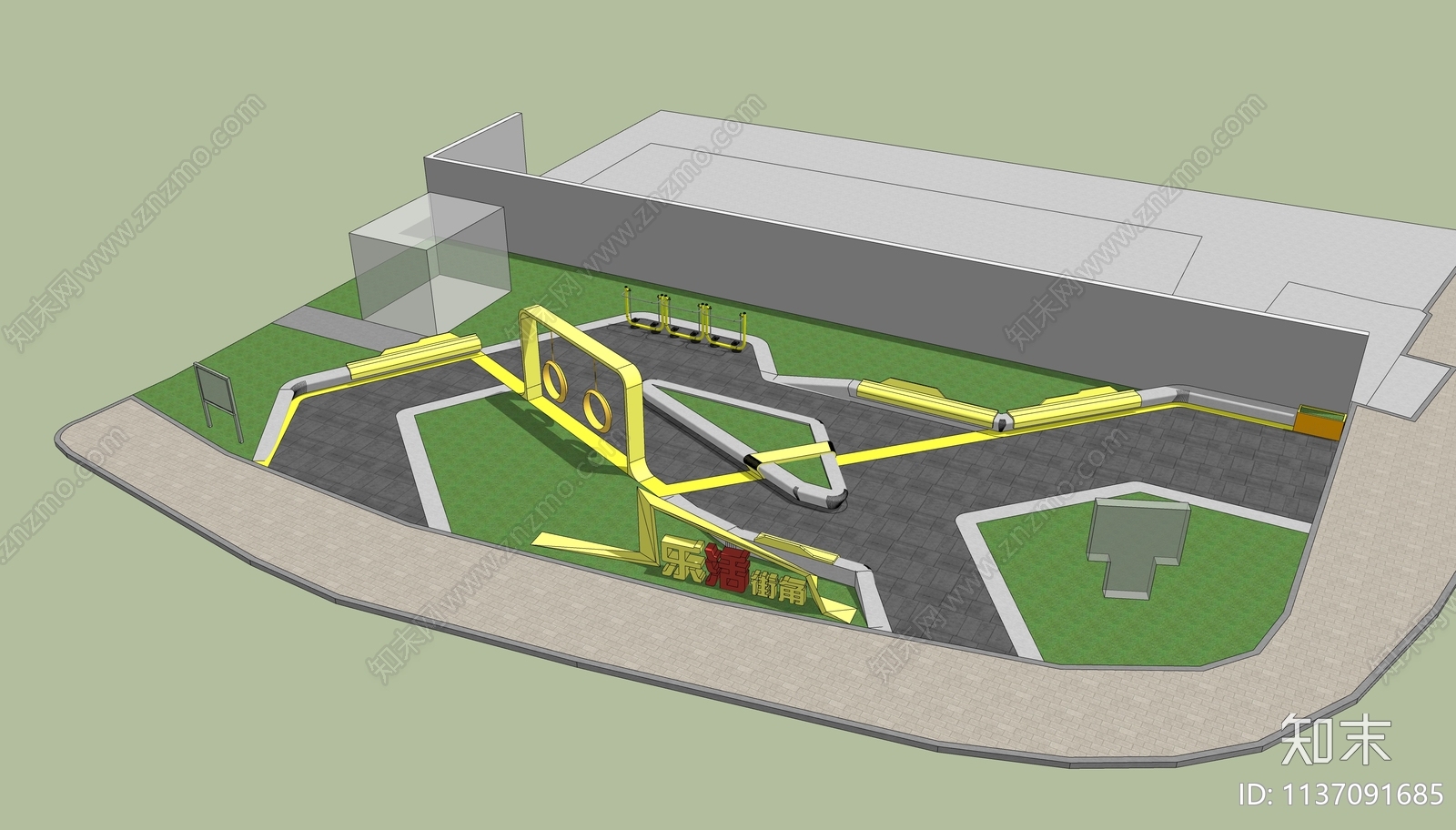 现代口袋公园SU模型下载【ID:1137091685】