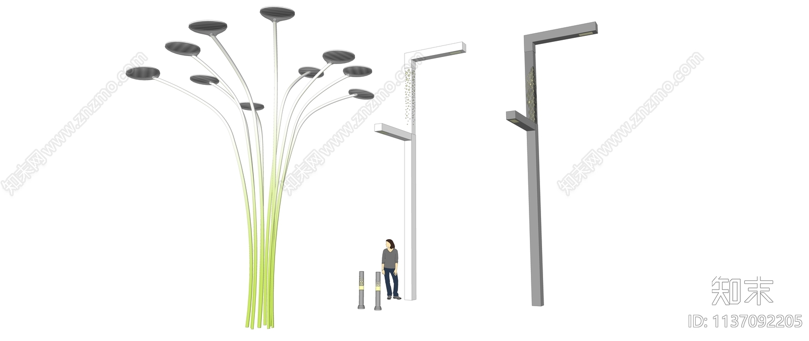 现代景观灯具组合SU模型下载【ID:1137092205】