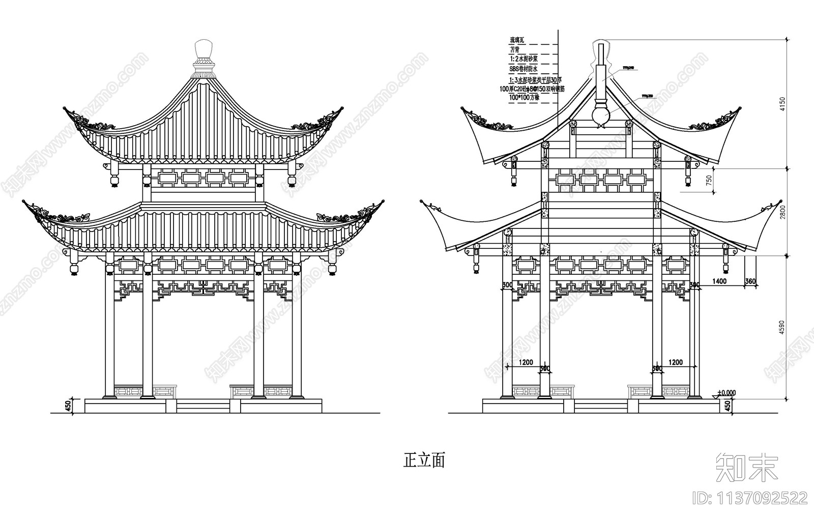 景观亭子cad施工图下载【ID:1137092522】