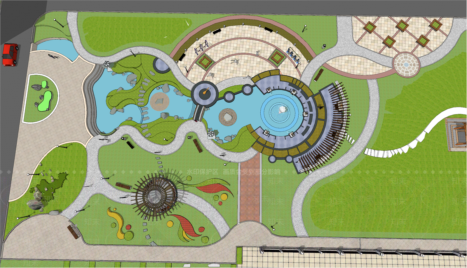 现代景观公园SU模型下载【ID:1137099798】