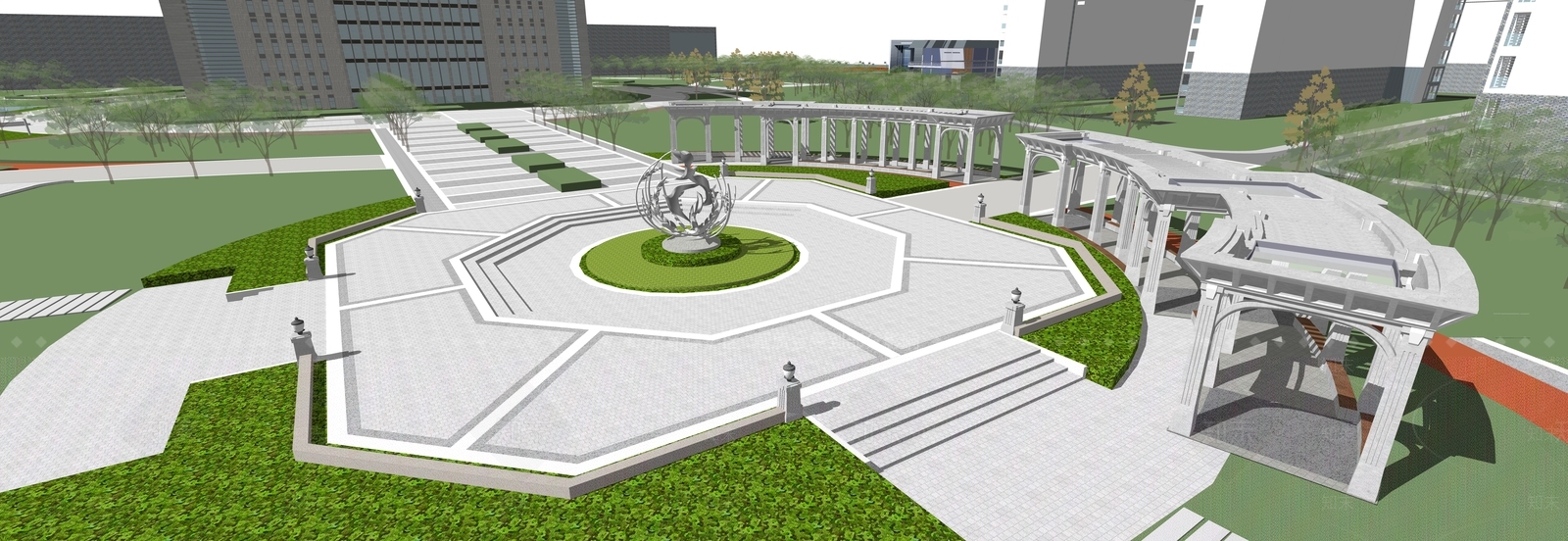 现代校园景观SU模型下载【ID:1137099973】
