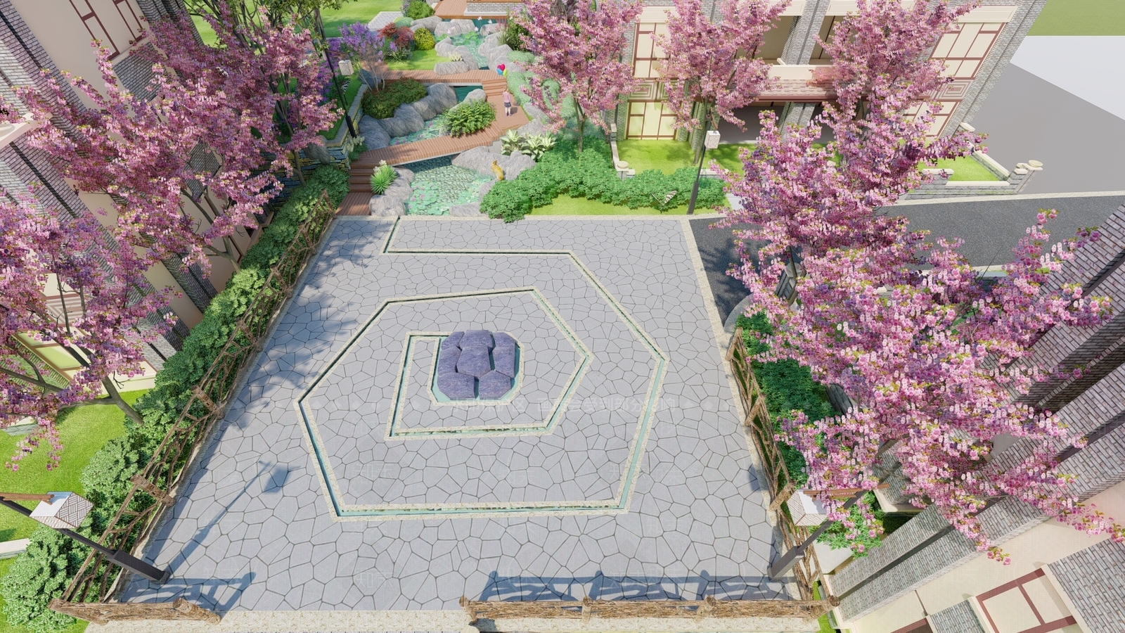现代小区景观SU模型下载【ID:1137100210】