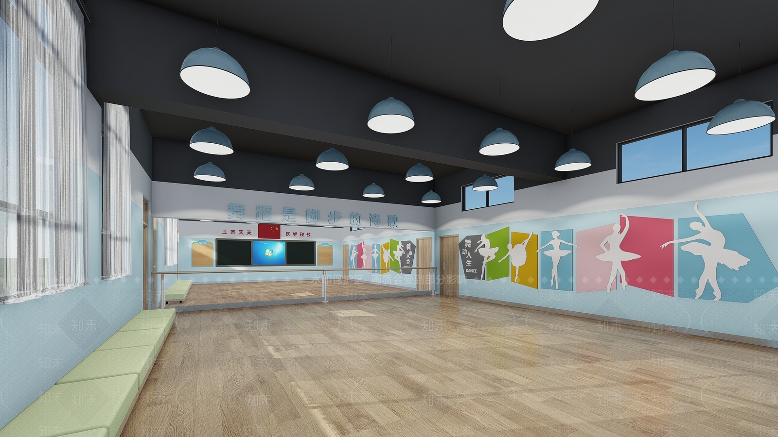 现代学校舞蹈教室SU模型下载【ID:1137101444】