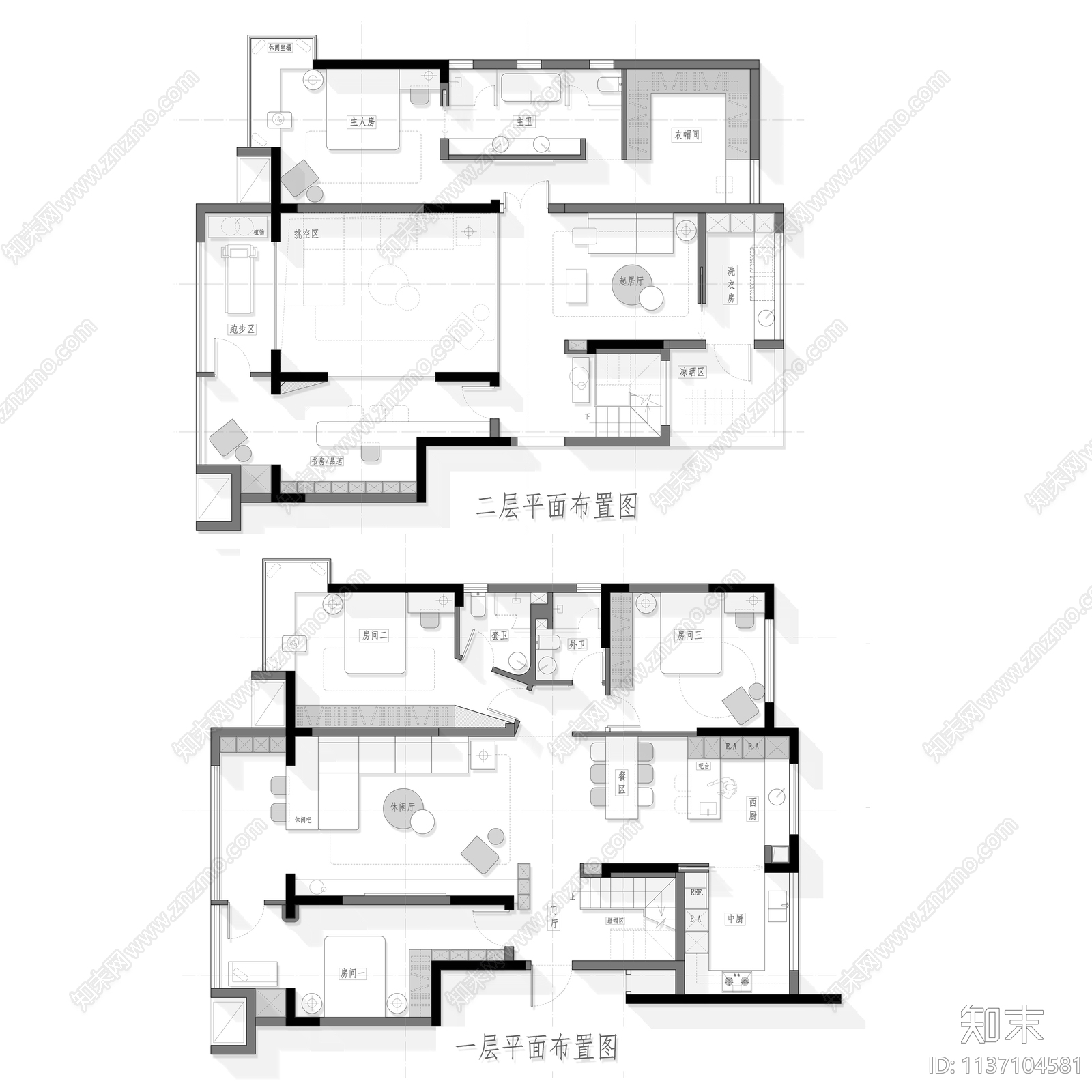 280平复式项目平面图施工图下载【ID:1137104581】