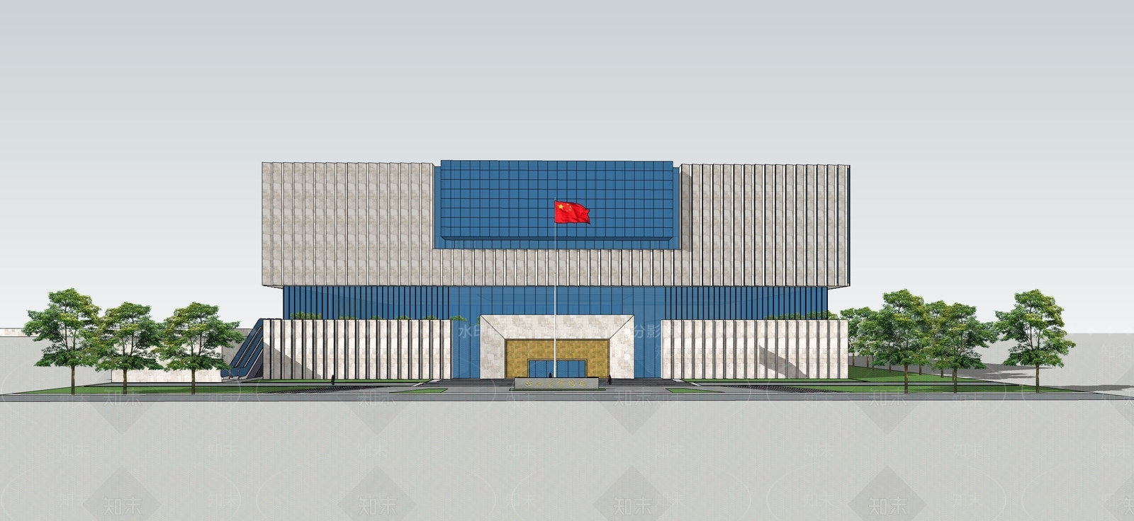现代博物馆建筑SU模型下载【ID:1137104849】