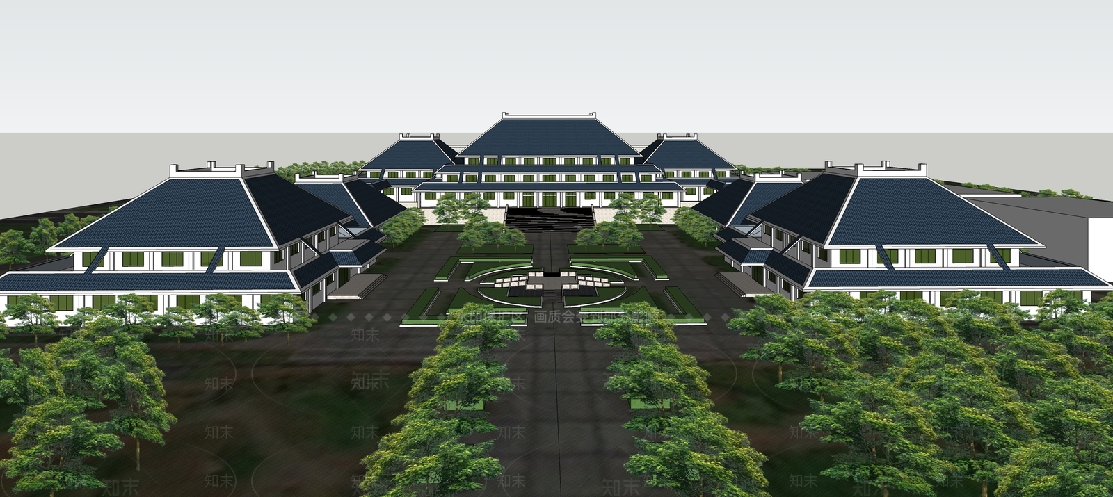 现代博物馆建筑SU模型下载【ID:1137105189】