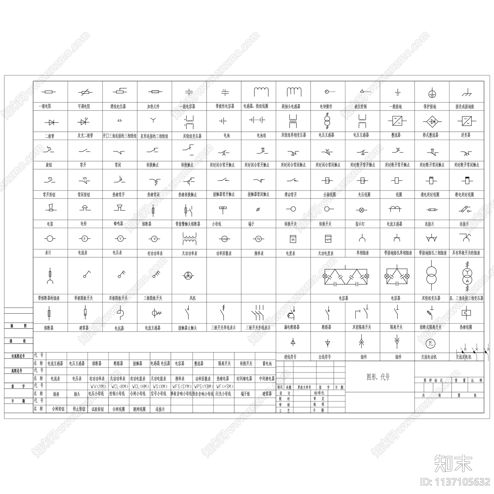 电气符号图例施工图下载【ID:1137105632】