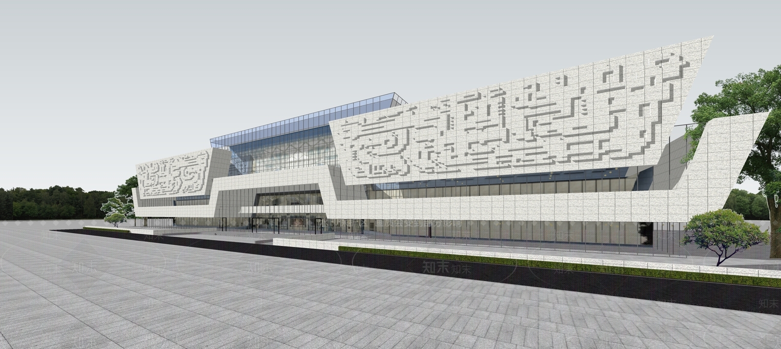 现代博物馆建筑SU模型下载【ID:1137106321】