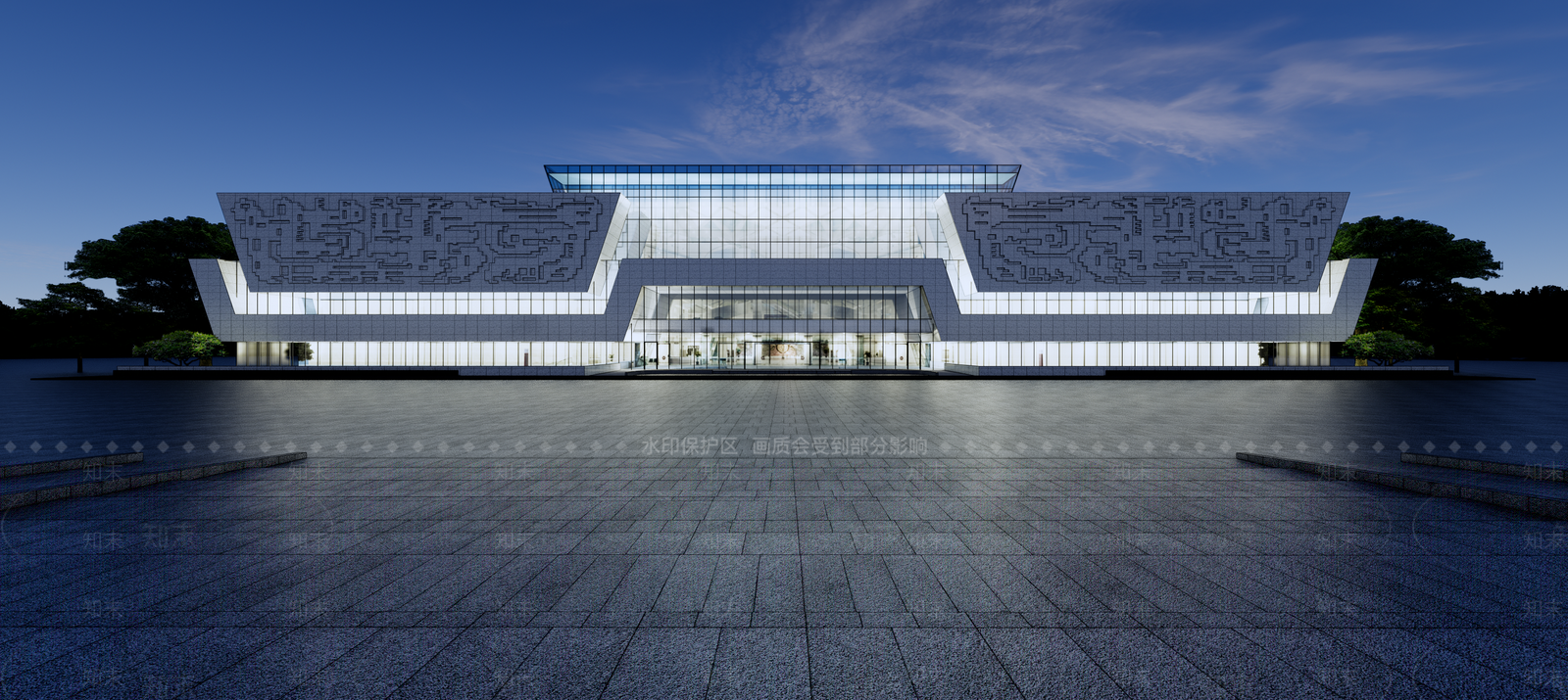 现代博物馆建筑SU模型下载【ID:1137106321】
