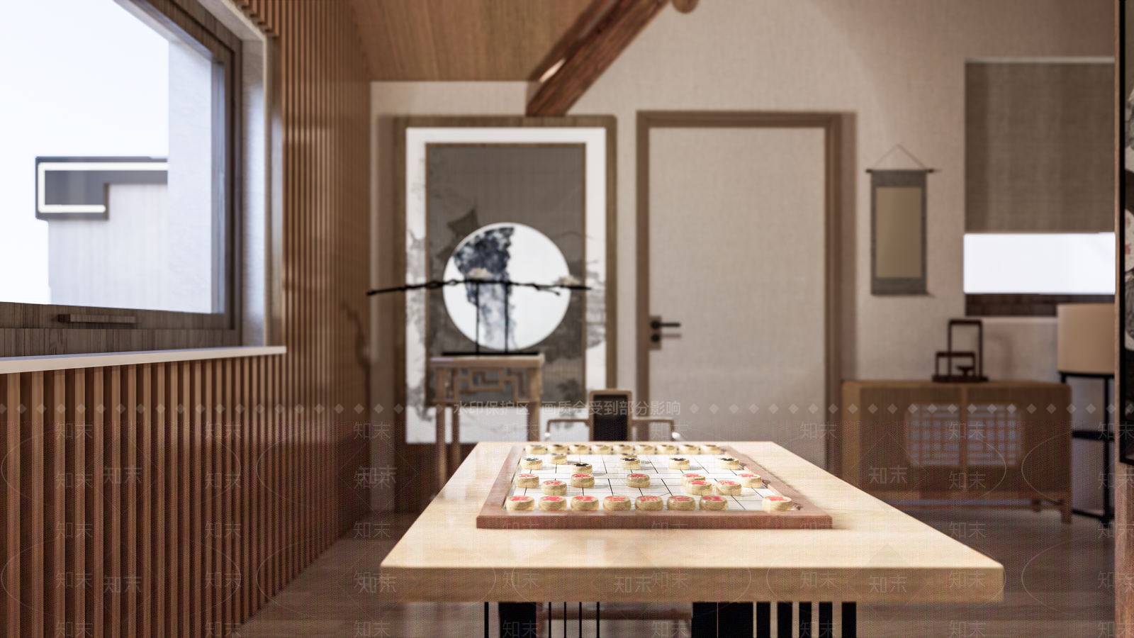 新中式棋牌室SU模型下载【ID:1137184851】