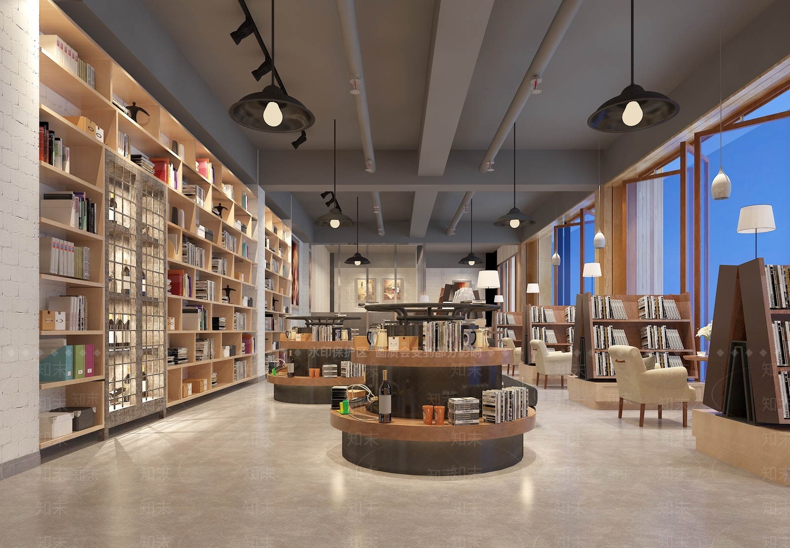工业风LOFT书店SU模型下载【ID:1137106398】