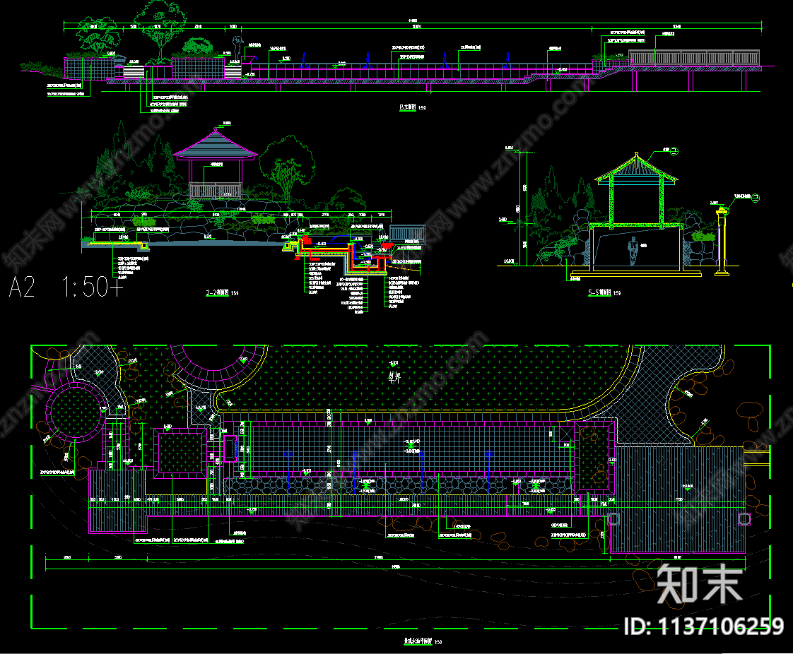 高档别墅园林景观施工图下载【ID:1137106259】