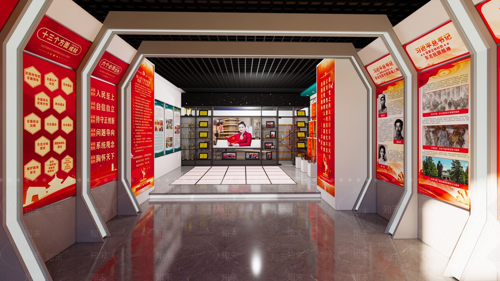 现代党建展厅SU模型下载【ID:1137107106】