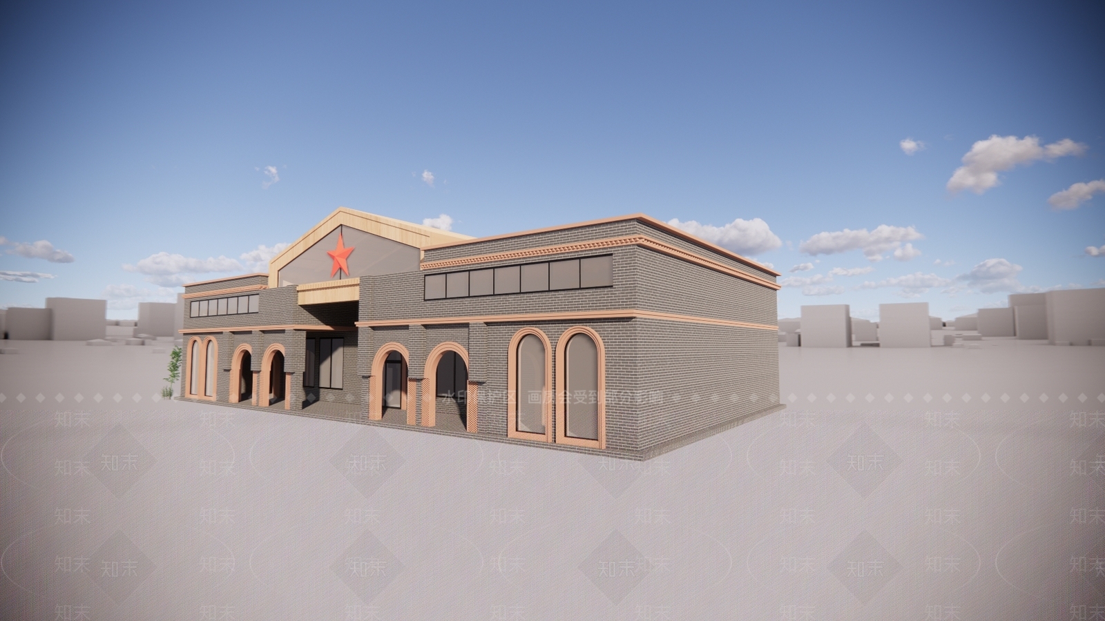 新中式展览馆建筑SU模型下载【ID:1137108856】
