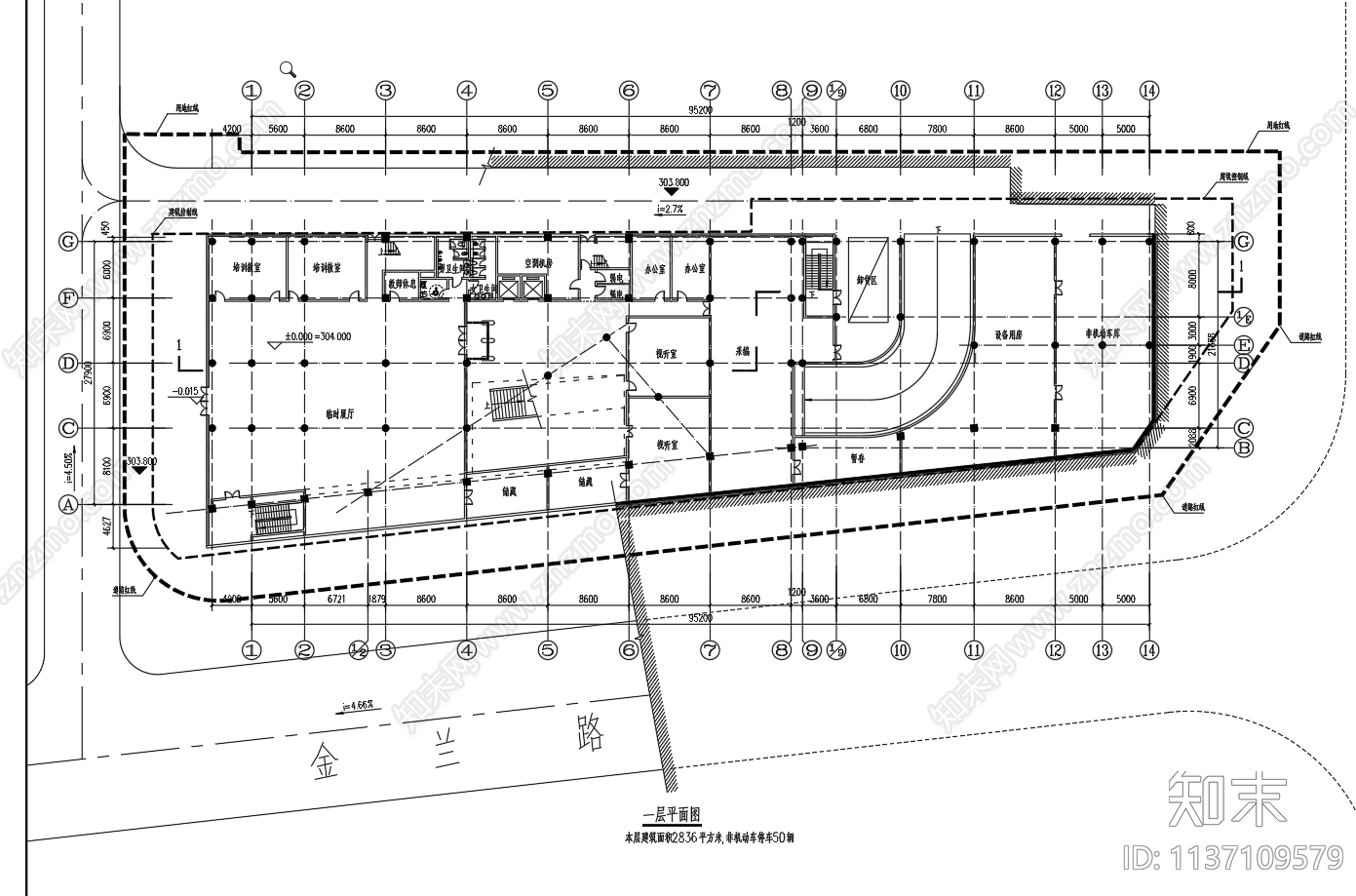 中型图书馆建筑cad施工图下载【ID:1137109579】