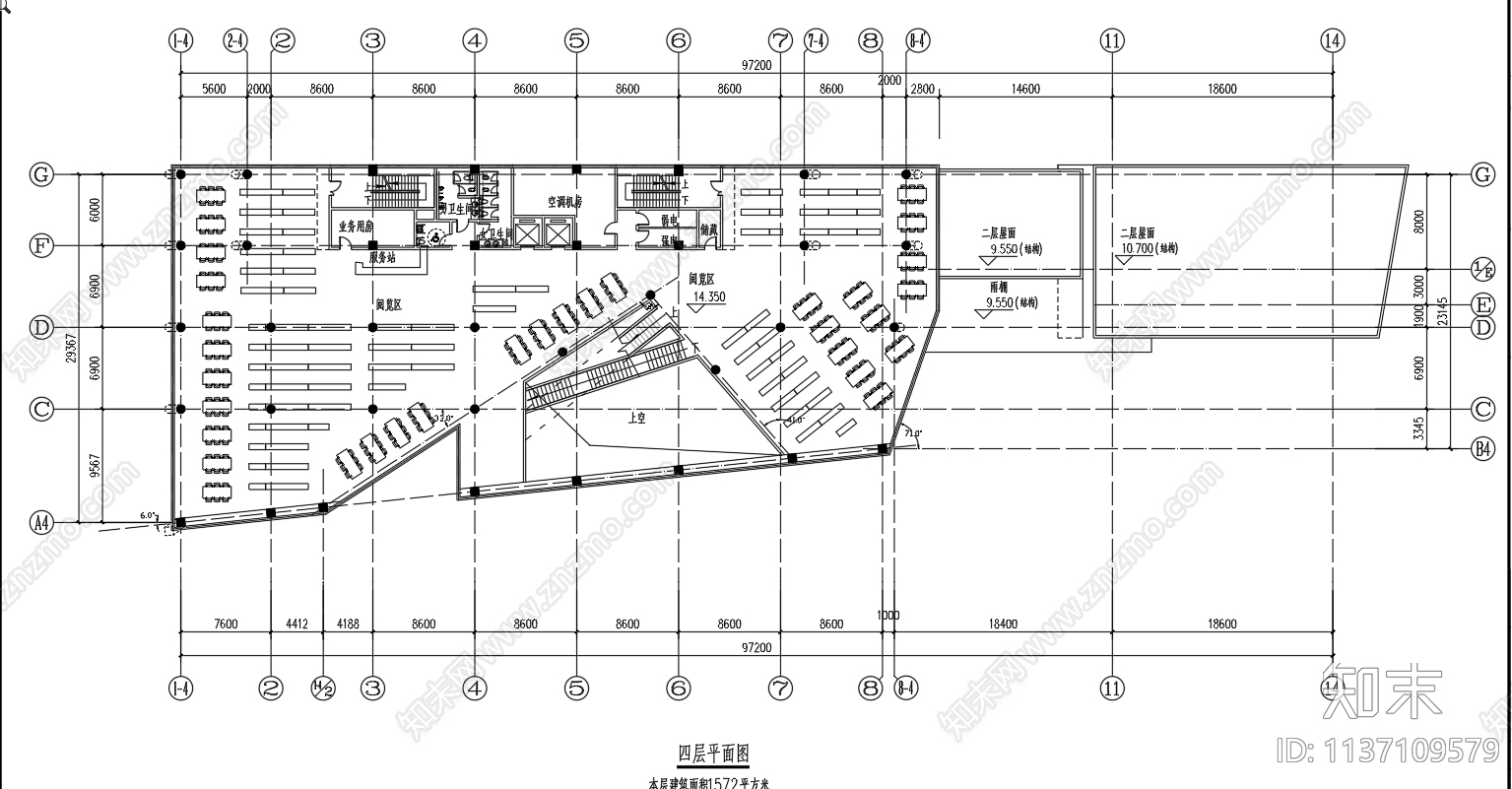 中型图书馆建筑cad施工图下载【ID:1137109579】
