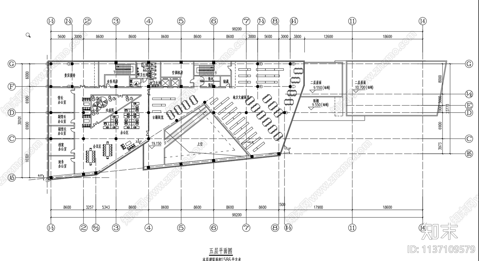 中型图书馆建筑cad施工图下载【ID:1137109579】