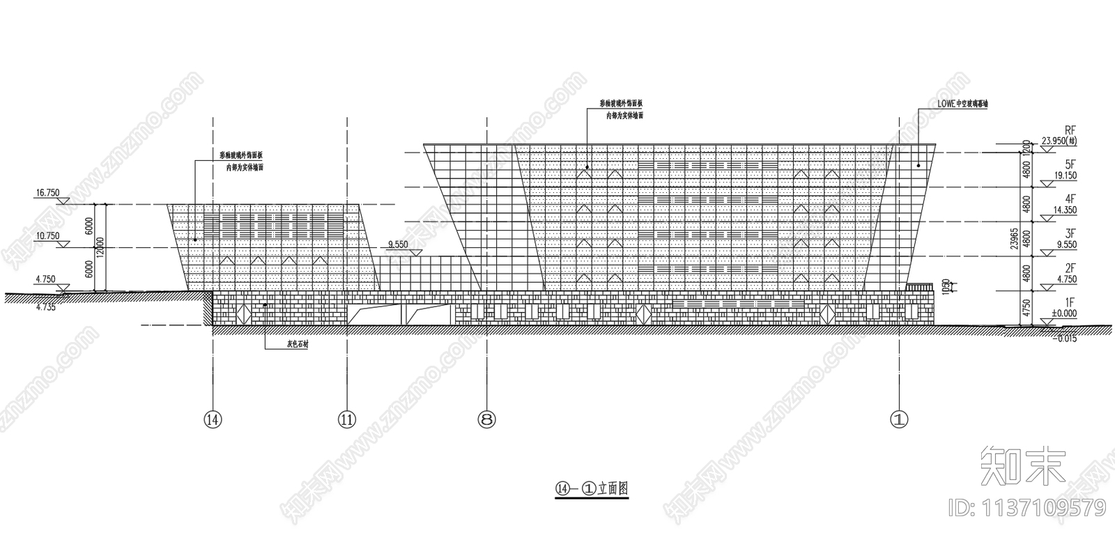 中型图书馆建筑cad施工图下载【ID:1137109579】