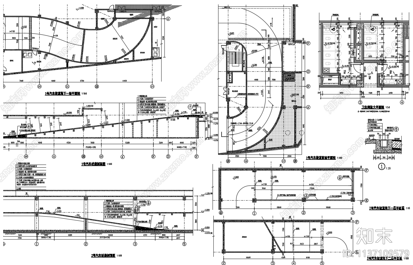中型图书馆建筑cad施工图下载【ID:1137109579】