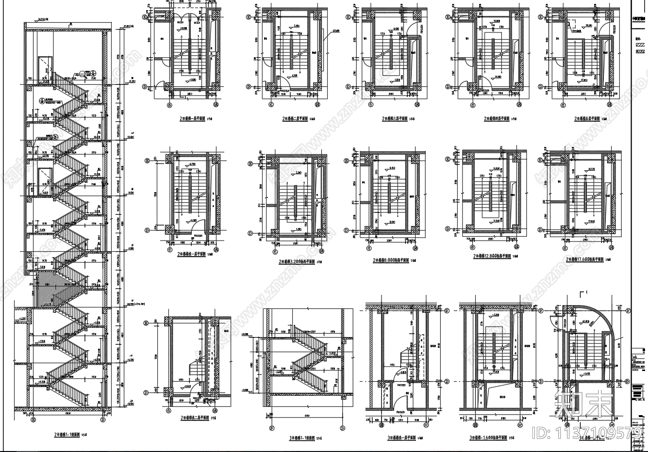 中型图书馆建筑cad施工图下载【ID:1137109579】