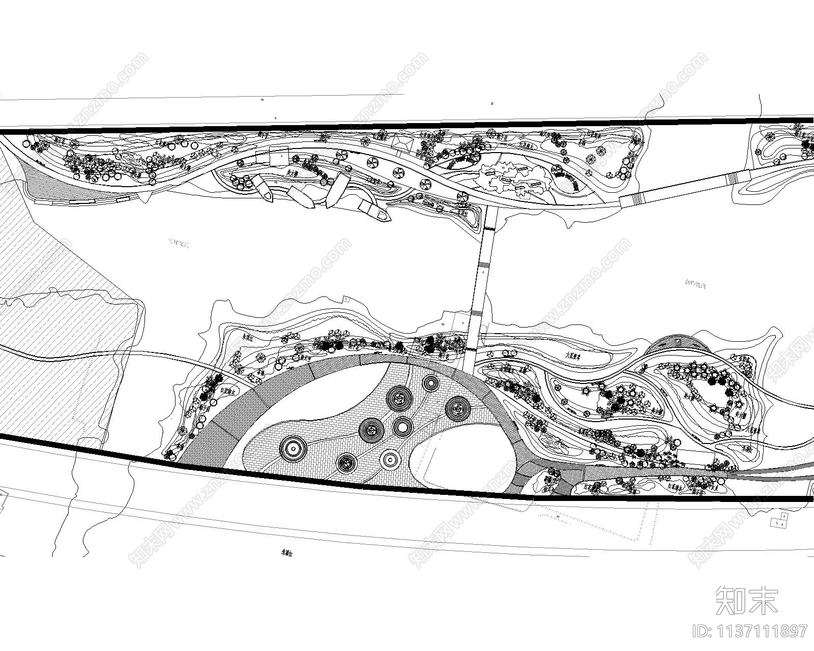 河边湿地公园规划平面图施工图下载【ID:1137111897】
