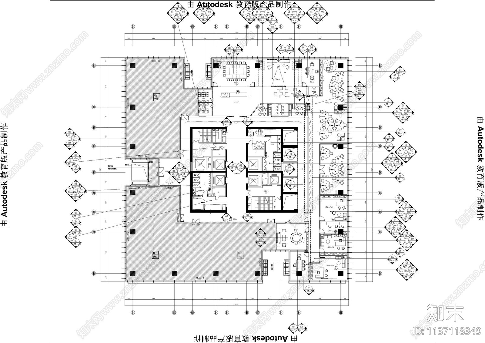 深圳湾总部办公室cad施工图下载【ID:1137118349】