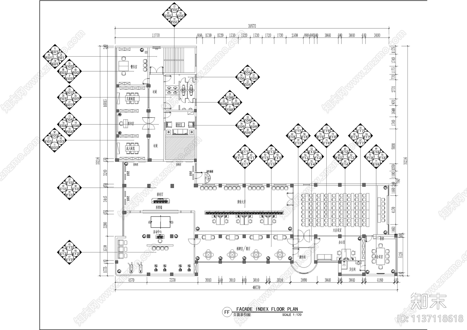老街社区办公室cad施工图下载【ID:1137118618】