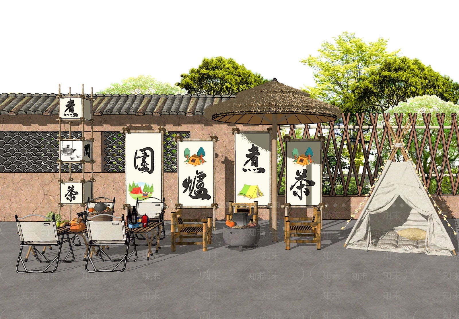 现代露营外摆SU模型下载【ID:1137119226】