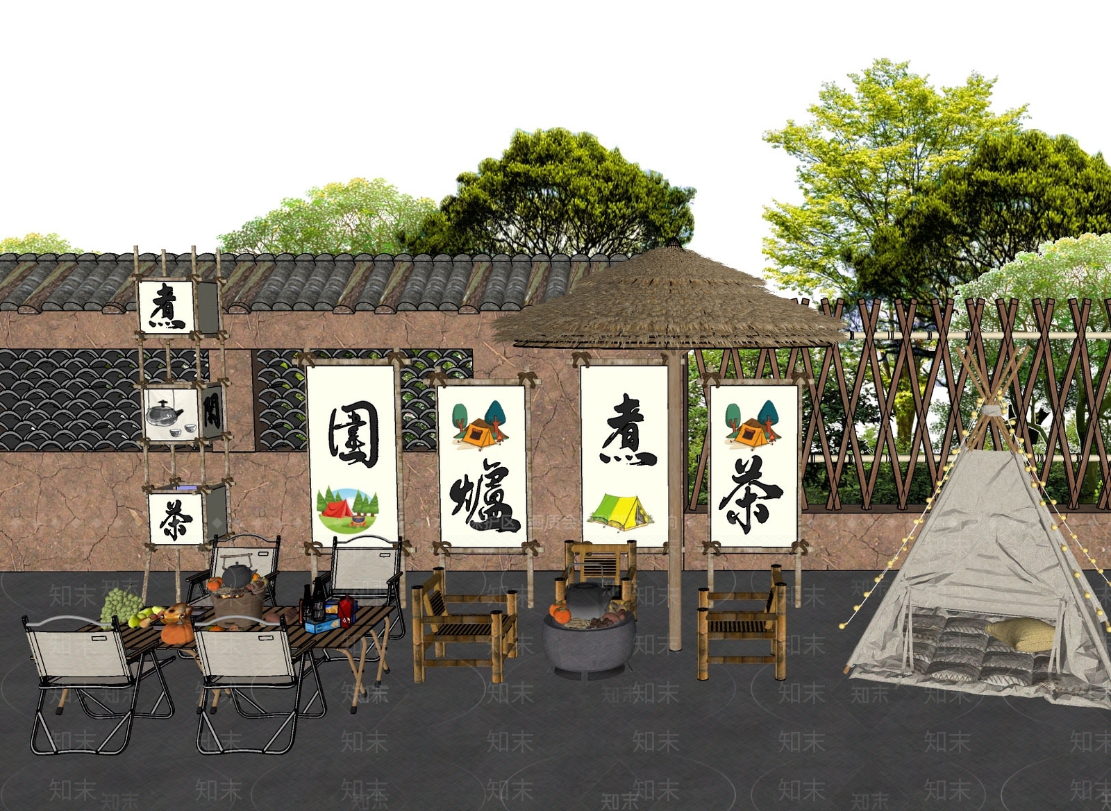 现代露营外摆SU模型下载【ID:1137119226】