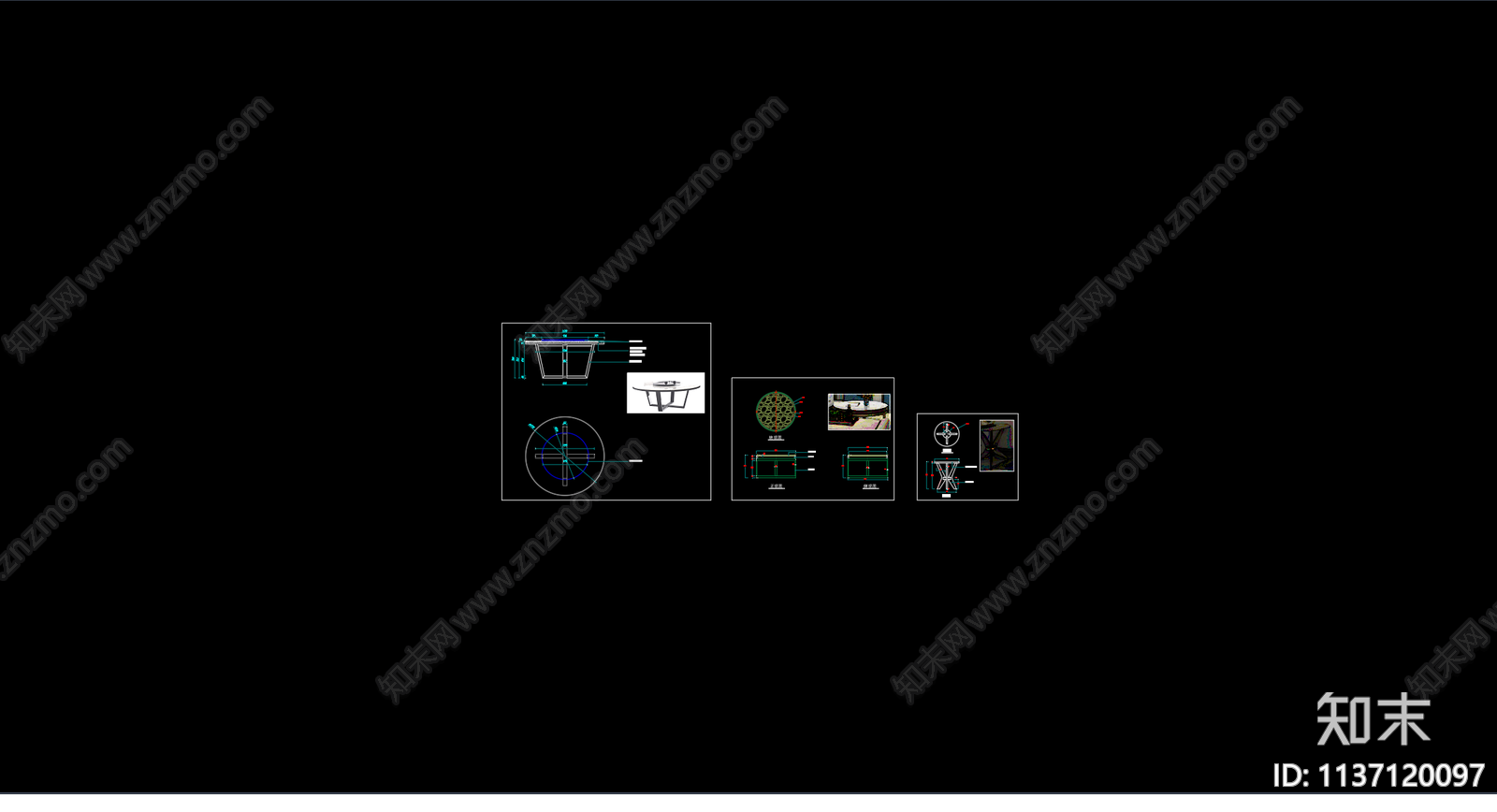 园几三视图cad施工图下载【ID:1137120097】