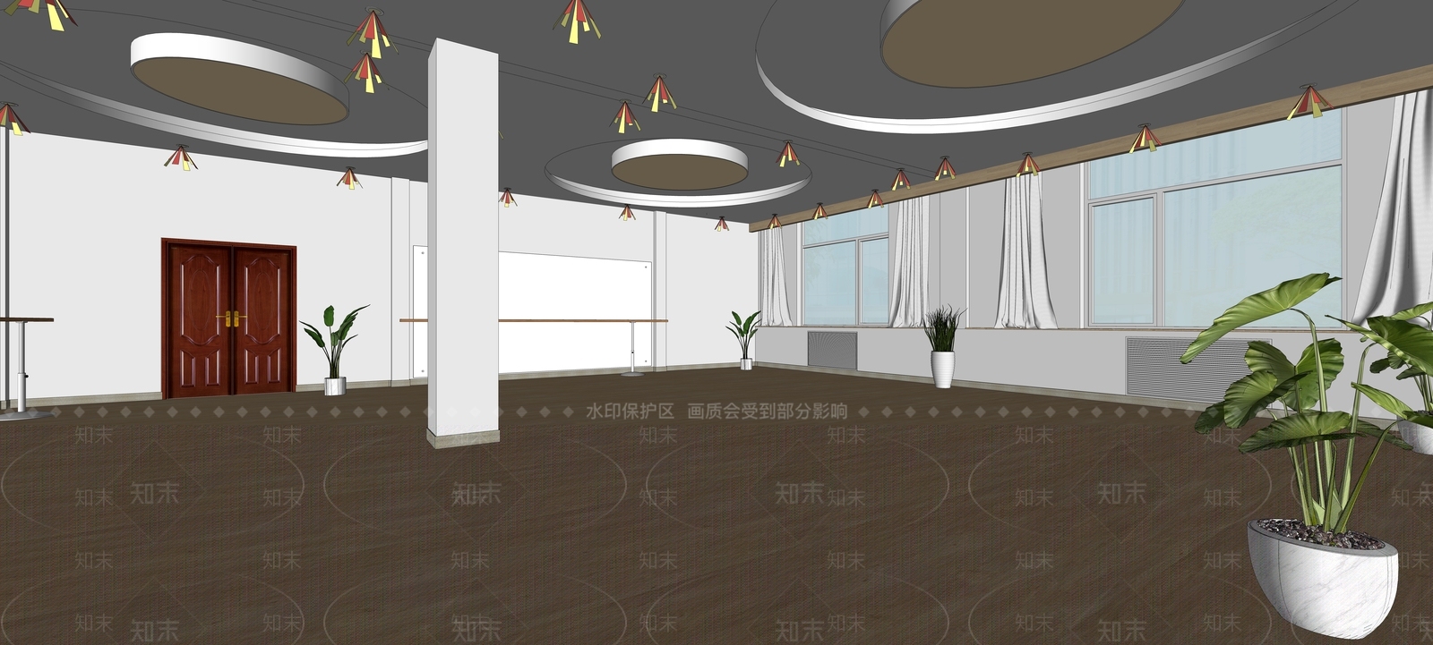 现代舞蹈室SU模型下载【ID:1137120951】
