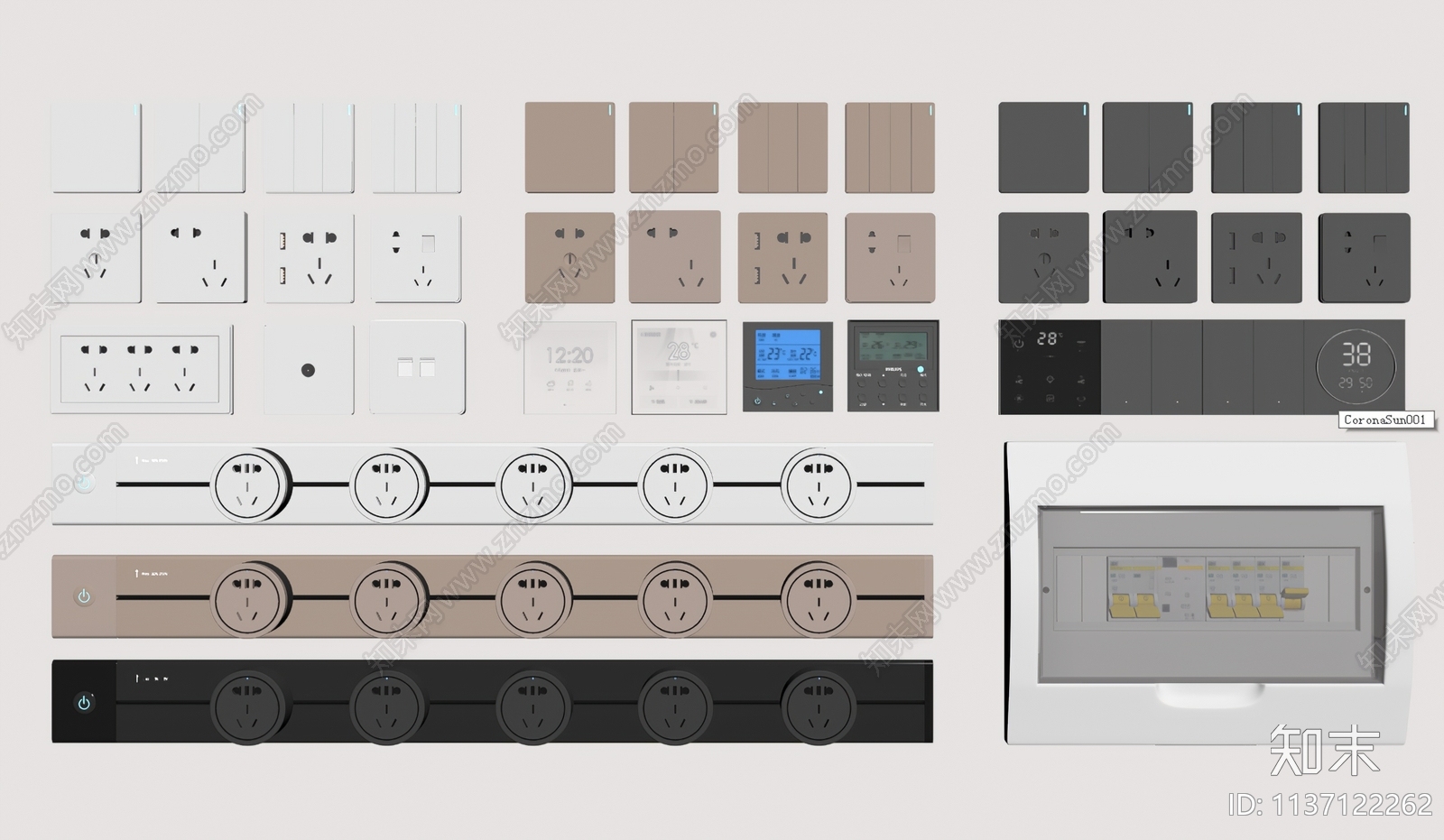 现代开关插座组合SU模型下载【ID:1137122262】