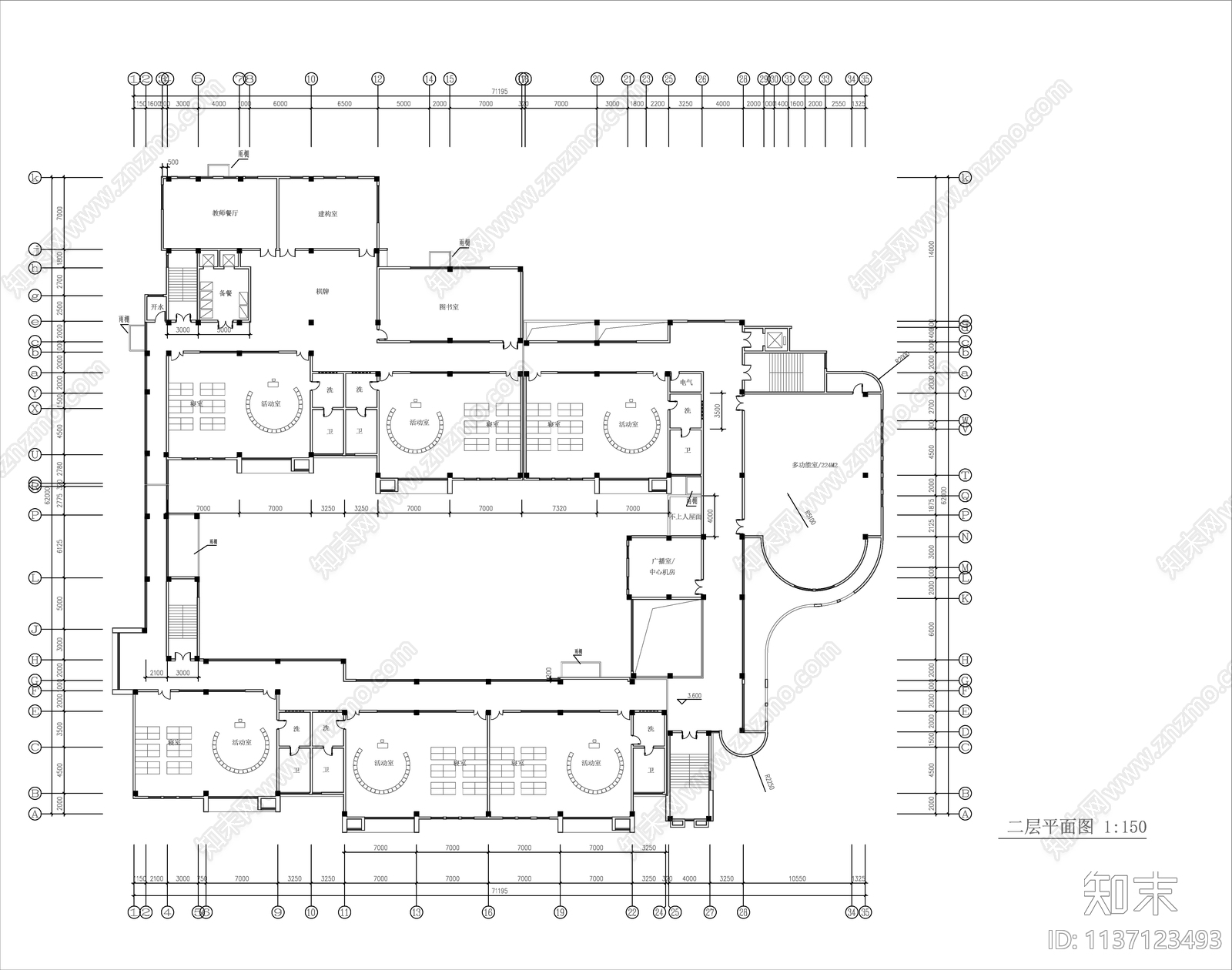 现代幼儿园建筑cad施工图下载【ID:1137123493】