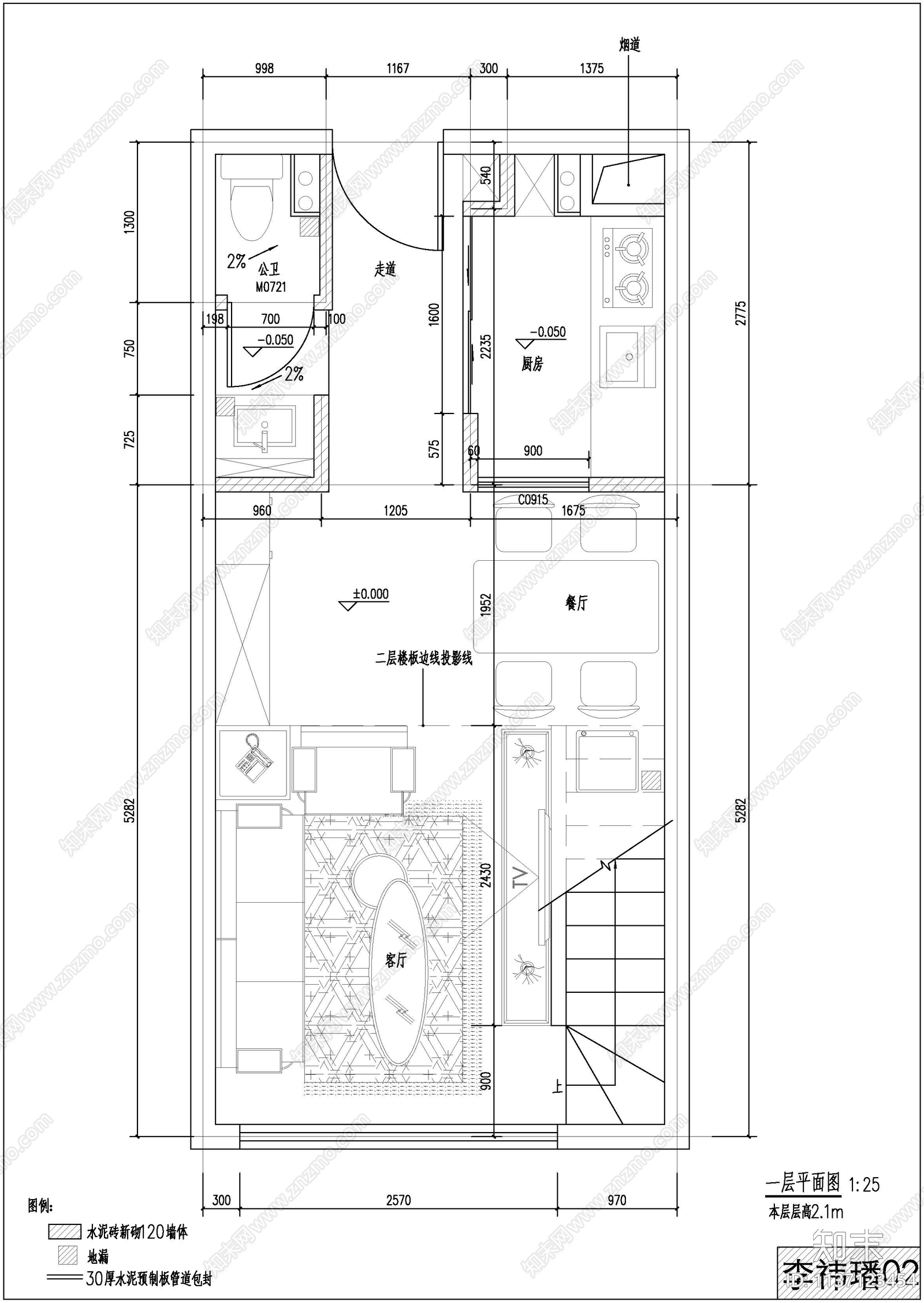 复式公寓家装cad施工图下载【ID:1137123454】