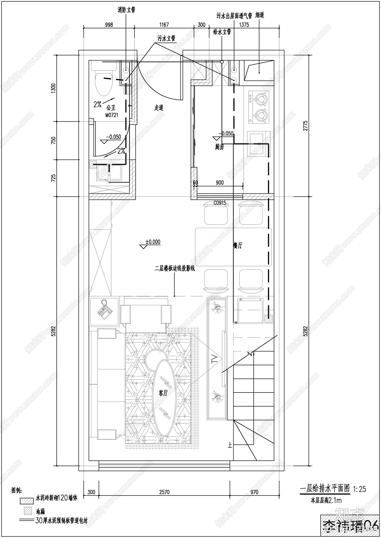 复式公寓家装cad施工图下载【ID:1137123454】