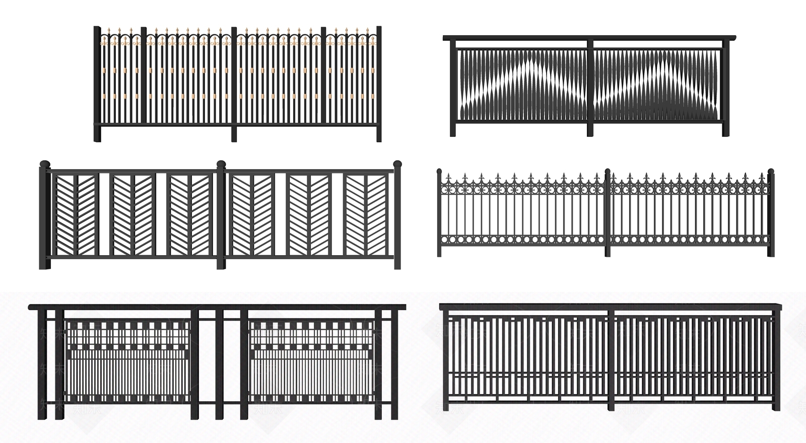 现代铁艺栏杆护栏3D模型下载【ID:1137124386】