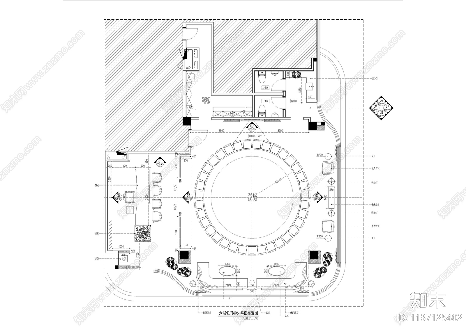 餐厅包间施工图下载【ID:1137125402】