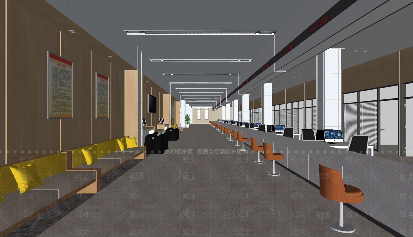 现代政务办事大厅SU模型下载【ID:1137127373】